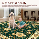 Ultra Soft Area Rug, Non Slip, Stain Resistant, Washable Area Rugs for Living Room, Bedroom, Abstract Floral Beige Area(Green)