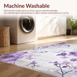 Ultra Soft Area Rug, Non Slip, Stain Resistant, Washable Area Rugs for Living Room, Bedroom, Vibrant Cozy Garden Inspired Design(Purple)