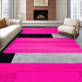 Ultra Soft Area Rug, Non Slip, Stain Resistant, Washable Area Rugs for Living Room, Bedroom, Eye-Catching Urban Geometric Vibe(Pink)