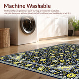 Ultra Soft Area Rug, Non Slip, Stain Resistant, Washable Area Rugs for Living Room, Bedroom, Transitional Elegant Trellis Aesthetic(Blue)