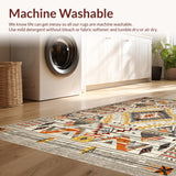 Ultra Soft Area Rug, Non Slip, Stain Resistant, Washable Area Rugs for Living Room, Bedroom, Contemporary Tiled Pattern Aesthetic(Beige)