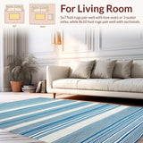Ultra Soft Area Rug, Non Slip, Stain Resistant, Washable Area Rugs for Living Room, Bedroom, Distinctive Casual Harmony Design(Blue)