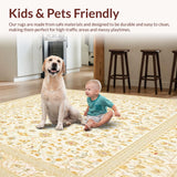 Ultra Soft Area Rug, Non Slip, Stain Resistant, Washable Area Rugs for Living Room, Bedroom, Floral Beige Low Pile Small Area(Ivory)