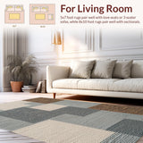 Ultra Soft Area Rug, Non Slip, Stain Resistant, Washable Area Rugs for Living Room, Bedroom, Non-Slip Boho Bedroom Rug for Minimal Living(Beige)