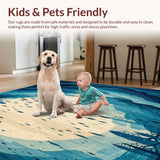 Ultra Soft Area Rug, Non Slip, Stain Resistant, Washable Area Rugs for Living Room, Bedroom, Ocean Depths Bright Colors Fish Beige Area Coastal Design(Blue)