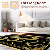 Ultra Soft Area Rug, Non Slip, Stain Resistant, Washable Area Rugs for Living Room, Bedroom, Sophisticated Gothic Serpent Visuals(Gold)