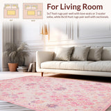 Ultra Soft Area Rug, Non Slip, Stain Resistant, Washable Area Rugs for Living Room, Bedroom, Delicate Soft Pink Abstract(Pink)