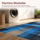 Ultra Soft Area Rug, Non Slip, Stain Resistant, Washable Area Rugs for Living Room, Bedroom, Artistic Earthy Abstract Motif(Blue)