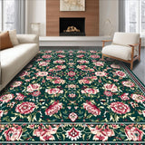Ultra Soft Area Rug, Non Slip, Stain Resistant, Washable Area Rugs for Living Room, Bedroom, Ornate Oriental Floral Harmony(Green)
