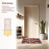 Ultra Soft Area Rug, Non Slip, Stain Resistant, Washable Area Rugs for Living Room, Bedroom, Modern Southwestern Entryway Non-Shedding Decor Rug(Red)