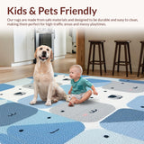 Ultra Soft Area Rug, Non Slip, Stain Resistant, Washable Area Rugs for Living Room, Bedroom, Adorable Bear Print Decor(Blue)