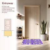 Ultra Soft Area Rug, Non Slip, Stain Resistant, Washable Area Rugs for Living Room, Bedroom, Whimsical Wavy Checkerboard Aesthetic(Purple)
