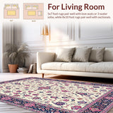 Ultra Soft Area Rug, Non Slip, Stain Resistant, Washable Area Rugs for Living Room, Bedroom, Graceful Earthy Floral Composition(Ivory)