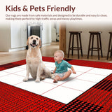 Ultra Soft Area Rug, Non Slip, Stain Resistant, Washable Area Rugs for Living Room, Bedroom, Contemporary Geometric Web Pattern(Red)