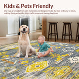 Ultra Soft Area Rug, Non Slip, Stain Resistant, Washable Area Rugs for Living Room, Bedroom, Elegant Grey Ogee Pattern(Gray)