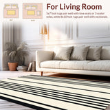 Modern Neutral Striped Non Shedding(Beige)