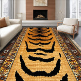 Ultra Soft Area Rug, Non Slip, Stain Resistant, Washable Area Rugs for Living Room, Bedroom, Non-Slip Tiger Print Dining Room Stain-Resistant Carpet(Gold)