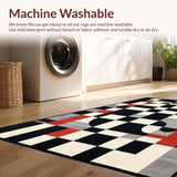Ultra Soft Area Rug, Non Slip, Stain Resistant, Washable Area Rugs for Living Room, Bedroom, Artistic Fluffy Shagged Diamond Arrangement(Black)