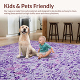 Ultra Soft Area Rug, Non Slip, Stain Resistant, Washable Area Rugs for Living Room, Bedroom, Tranquil Floral Ethereal Vibe(Purple)