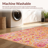Ultra Soft Area Rug, Non Slip, Stain Resistant, Washable Area Rugs for Living Room, Bedroom, Elegant Soft Pastel Leaf Design(Orange)