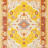 Ultra Soft Area Rug, Non Slip, Stain Resistant, Washable Area Rugs for Living Room, Bedroom, Luxurious Bold Colorful Trellis Pattern(Yellow)