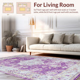 Ultra Soft Area Rug, Non Slip, Stain Resistant, Washable Area Rugs for Living Room, Bedroom, Luxurious Neutral Toned Symmetry(Purple)