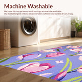 Ultra Soft Area Rug, Non Slip, Stain Resistant, Washable Area Rugs for Living Room, Bedroom, Charming Seasonal Floral Arrangement Style(Purple)