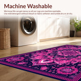 Ultra Soft Area Rug, Non Slip, Stain Resistant, Washable Area Rugs for Living Room, Bedroom, Rustic Mandala Art Design(Pink)