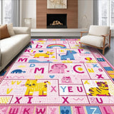 Ultra Soft Area Rug, Non Slip, Stain Resistant, Washable Area Rugs for Living Room, Bedroom, Fun Engaging Cartoon Character Motif(Pink)