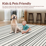 Ultra Soft Area Rug, Non Slip, Stain Resistant, Washable Area Rugs for Living Room, Bedroom, Artful Modernist Symmetrical Stripe Design(Black)