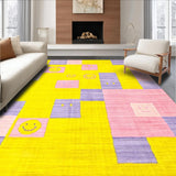 Ultra Soft Area Rug, Non Slip, Stain Resistant, Washable Area Rugs for Living Room, Bedroom, Lively Multicolor Happy Faces(Yellow)