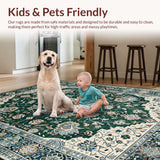 Ultra Soft Area Rug, Non Slip, Stain Resistant, Washable Area Rugs for Living Room, Bedroom, Chic Earthy Tones Abstract Motif(Green)
