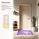 Ultra Soft Area Rug, Non Slip, Stain Resistant, Washable Area Rugs for Living Room, Bedroom, Charming Plush Floral Design(Purple)