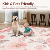 Ultra Soft Area Rug, Non Slip, Stain Resistant, Washable Area Rugs for Living Room, Bedroom, Trendy Minimalist Pastel Design(Pink)