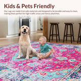 Ultra Soft Area Rug, Non Slip, Stain Resistant, Washable Area Rugs for Living Room, Bedroom, Elegant Abstract Symmetrical Design(Pink)