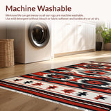Ultra Soft Area Rug, Non Slip, Stain Resistant, Washable Area Rugs for Living Room, Bedroom, Dynamic Black and Red Pattern(Red)