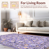 Ultra Soft Area Rug, Non Slip, Stain Resistant, Washable Area Rugs for Living Room, Bedroom, Soft Purple Nursery Oriental Washable Area Rug(Purple)