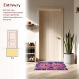 Ultra Soft Area Rug, Non Slip, Stain Resistant, Washable Area Rugs for Living Room, Bedroom, Distressed Pink and Blue Living Room Carpet(Pink)