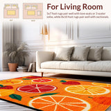 Ultra Soft Area Rug, Non Slip, Stain Resistant, Washable Area Rugs for Living Room, Bedroom, Bright Abstract Fruity Composition(Orange)