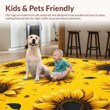 Ultra Soft Area Rug, Non Slip, Stain Resistant, Washable Area Rugs for Living Room, Bedroom, Sunny Springtime Floral Composition(Yellow)