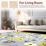 Ultra Soft Area Rug, Non Slip, Stain Resistant, Washable Area Rugs for Living Room, Bedroom, Cozy Textured Floral Arrangement(Gray)