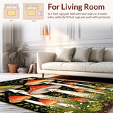 Ultra Soft Area Rug, Non Slip, Stain Resistant, Washable Area Rugs for Living Room, Bedroom, Rustic Earthy Mushroom Aesthetic(Red)
