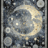 Ultra Soft Area Rug, Non Slip, Stain Resistant, Washable Area Rugs for Living Room, Bedroom, Celestial Phases Rug with Sunburst and Astral Clockwork Motifs(Black)
