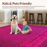 Ultra Soft Area Rug, Non Slip, Stain Resistant, Washable Area Rugs for Living Room, Bedroom, Trendy Abstract Animal Aesthetic(Pink)