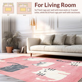 Ultra Soft Area Rug, Non Slip, Stain Resistant, Washable Area Rugs for Living Room, Bedroom, Charming Irregular Cartoon Aesthetic(Pink)