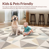 Ultra Soft Area Rug, Non Slip, Stain Resistant, Washable Area Rugs for Living Room, Bedroom, Stylish Entry Beige & Grey Hues Modern Geometric Indoor(Gray)