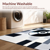 Ultra Soft Area Rug, Non Slip, Stain Resistant, Washable Area Rugs for Living Room, Bedroom, Abstract Multicolor Vinyl Aesthetic(Black)