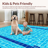 Ultra Soft Area Rug, Non Slip, Stain Resistant, Washable Area Rugs for Living Room, Bedroom, Retro Sports Graphic Print(Blue)