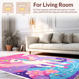 Ultra Soft Area Rug, Non Slip, Stain Resistant, Washable Area Rugs for Living Room, Bedroom, Soft Shag Rainbow Dorm Decor Carpet(Pink)