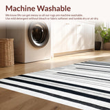 Ultra Soft Area Rug, Non Slip, Stain Resistant, Washable Area Rugs for Living Room, Bedroom, Contemporary Striped Area Rug Black and White Design Element(Black)